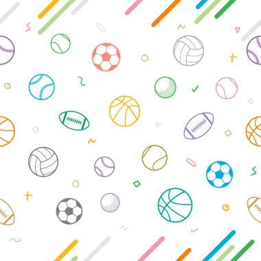 Spor Tema Dikişsiz desen arka plan; futbol; beyzbol; voleybol; basketbol
