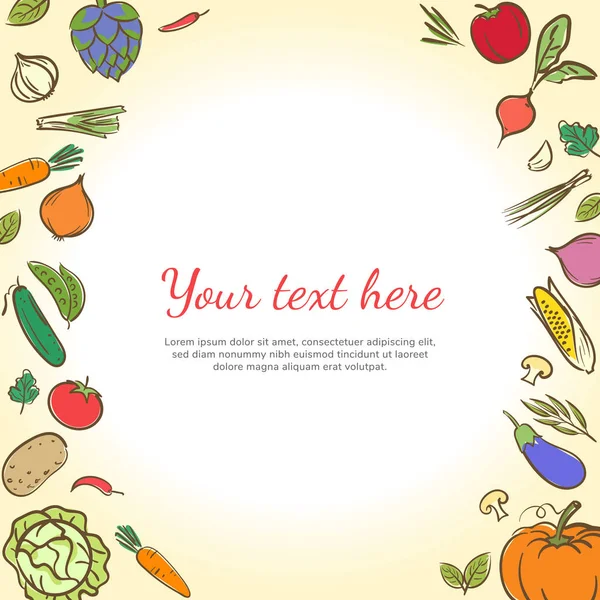 Obst Und Gemüse Niedliche Banner Hintergrundvorlage Mit Kopierfläche Für Werbe — Stockvektor