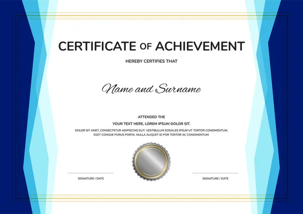 Luxury Certificate Template Elegant Border Frame Diploma Design Graduation Completion — Stock Vector