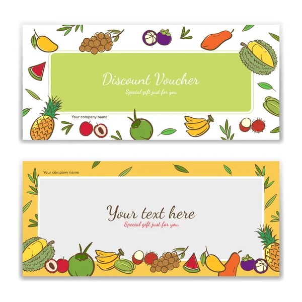 Tropical Fruits Theme Gift Certificate Voucher Gift Card Cash Coupon — Stock Vector