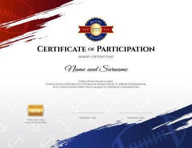 Sertifika şablonunda rugby spor tema ile sınır çerçeve, Diploma tasarım