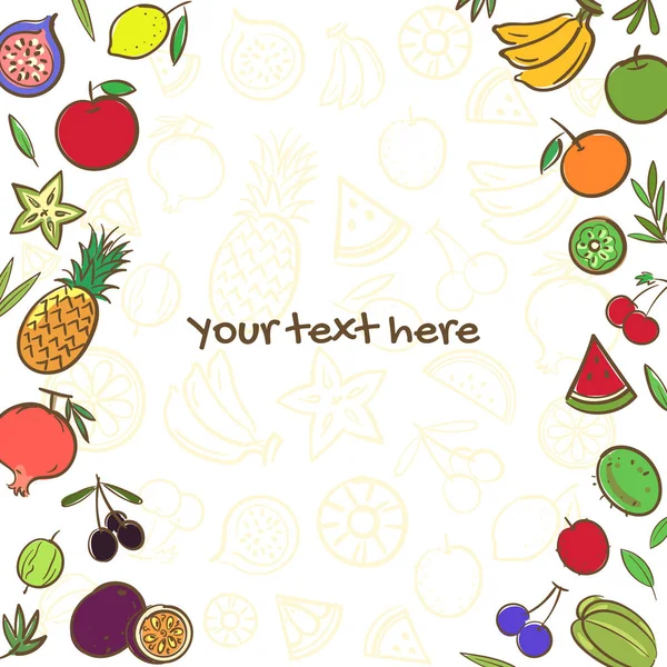 Plantilla Fondo Banner Lindo Frutas Con Espacio Copia Para Evento — Vector de stock