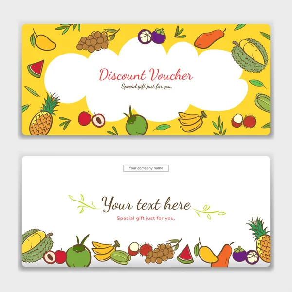 热带水果主题礼品证书 礼品卡或现金券模板的矢量格式 — 图库矢量图片