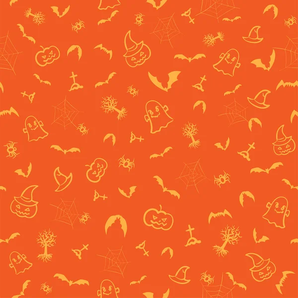 Halloween Sans Couture Motif Fond Illustration Dessin Main Style — Image vectorielle