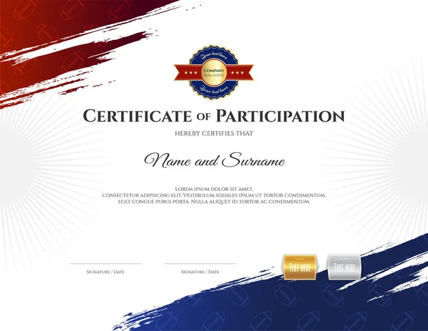 Certificaatsjabloon Rugby Sport Thema Met Grenskader Diploma Ontwerp — Stockvector