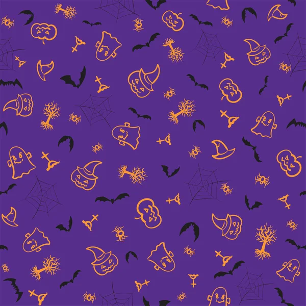 Halloween Nahtlose Muster Hintergrund Illustration Hand Zeichnung Stil — Stockvektor