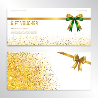 Altın glitter hediye çeki, sertifika, festival sezonu için kupon