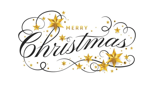 Veselé Vánoce Písma Šablony Pozdrav Nebo Dárkový Poukaz Karta Zlatými — Stockový vektor