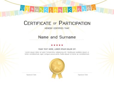 Sertifika şablonunda filigran arka plan, Diploma tasarım ile renkli tema