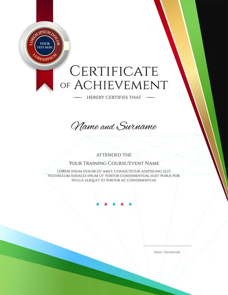 Modelo Certificado Moderno Com Moldura Borda Elegante Design Diploma Para — Vetor de Stock