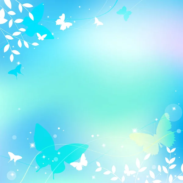 明るいパステル カラー 蝶の木と環境をテーマに抽象的な春夏の背景 — ストックベクタ