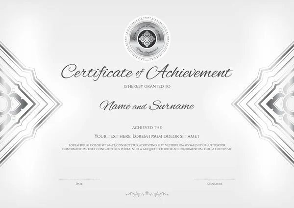 Luxury Certificate Template Elegant Border Frame Diploma Design Graduation Completion — Stock Vector