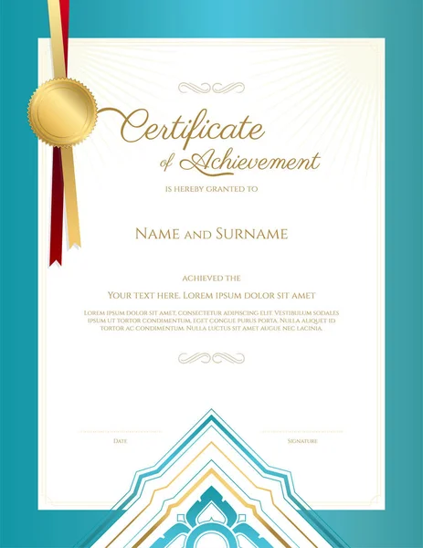 Luxury certificate template with elegant border frame, Diploma design for graduation or completion — Stock Vector