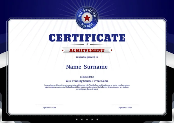 Certificaatsjabloon Border frame, diploma ontwerp voor sport zelfs — Stockvector
