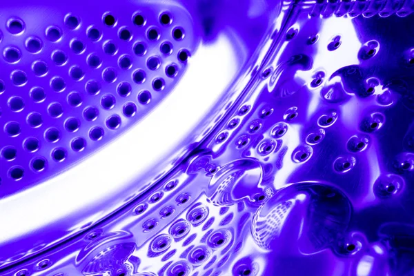 Textura Cilindro Barril Máquina Lavar Roupa Fundo Abstrato Cor Azul — Fotografia de Stock