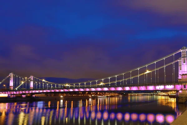 Krymsky Bridge Krim Brug Rivier Moskva Moskou Stralen Van Zon — Stockfoto