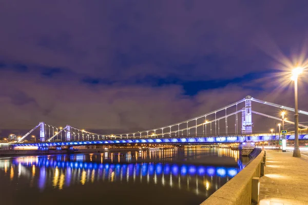 Most Krymski Lub Krymskiej Most Przez Rzekę Moskwę Moskwie Promieniach — Zdjęcie stockowe