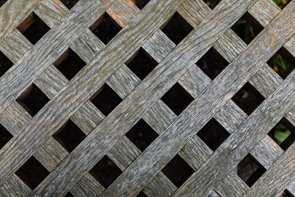 Cerca Madera Marrón Textura Con Barras Diagonales Tablones Huecos Cuadrados — Foto de Stock