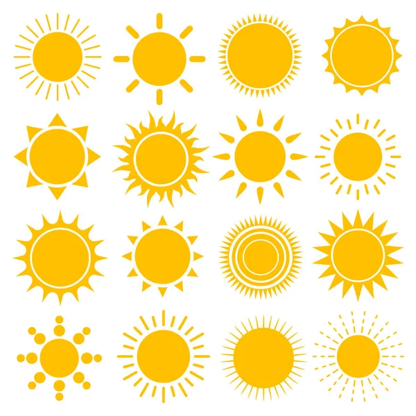 Набір Піктограм Сонця Векторні Ілюстрації — стоковий вектор