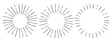 Vintage el çizimi güneş patlamaları