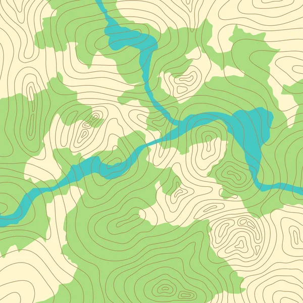 Topografická Mapa Lesem Potoky — Stockový vektor