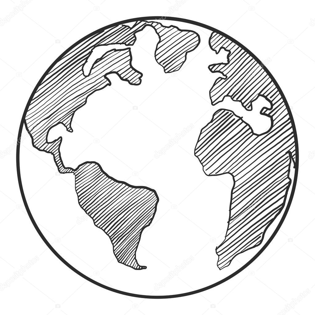 Earth drawing on white background.