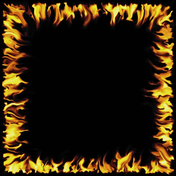 Siyah Arkaplanda Ateş Çerçevesi — Stok fotoğraf