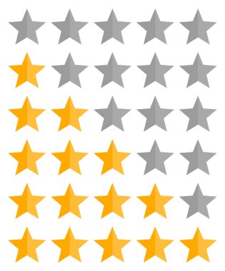 Beş yıldız derecelendirme vektörü simgesi