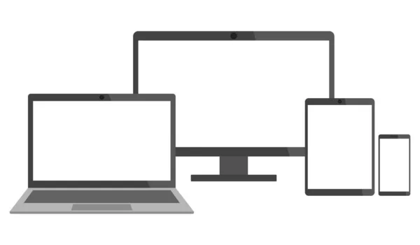 Elektronische Geräte Laptop Desktop Computer Tablet Und Smartphone — Stockvektor