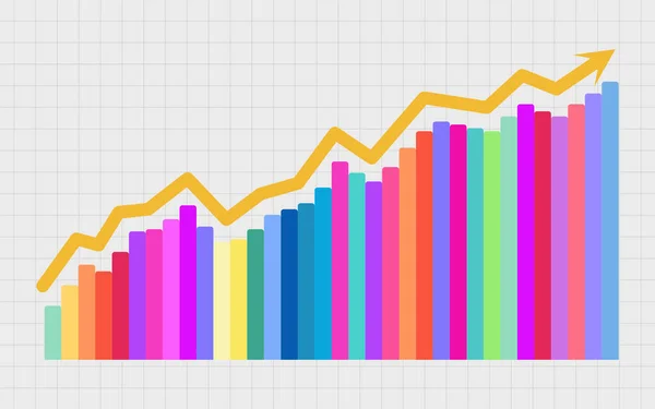 カラフルな成長グラフ ベクターイラスト — ストックベクタ