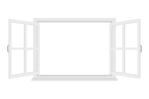 Offenes Fenster Isoliert Auf Weißem Hintergrund — Stockvektor