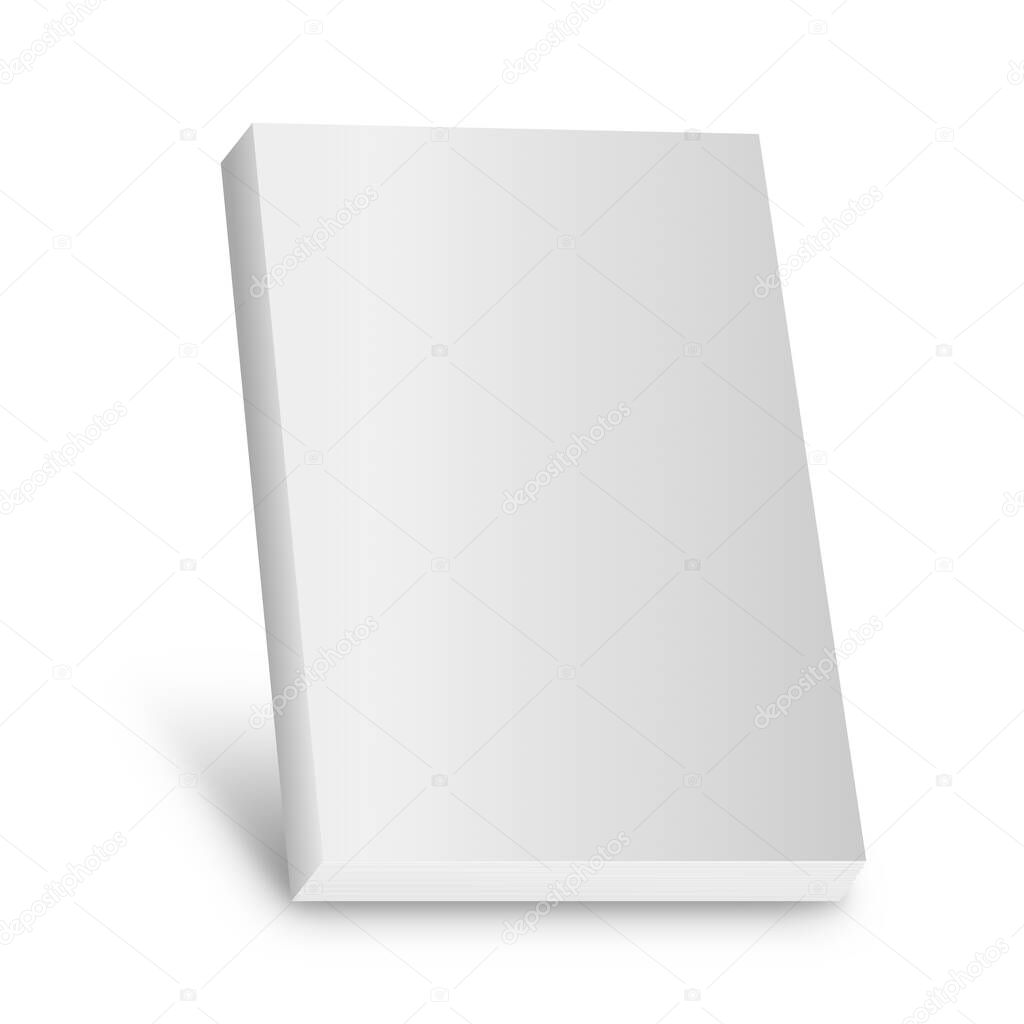 Blank book cover over white background