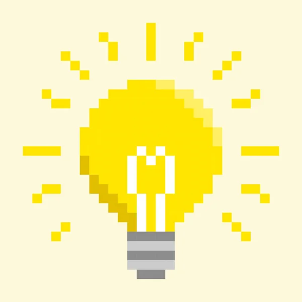 Lampadina Pixel Art Concept — Vettoriale Stock