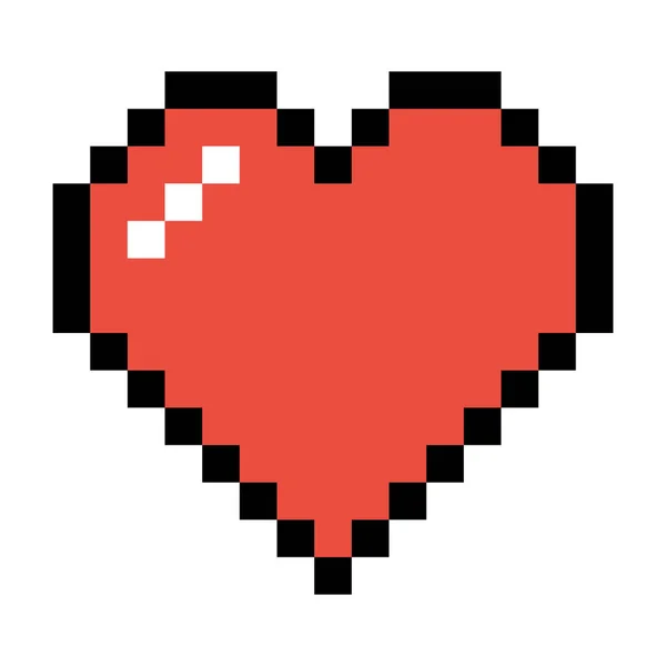 Vector Rojo Corazón Pixel Arte — Vector de stock
