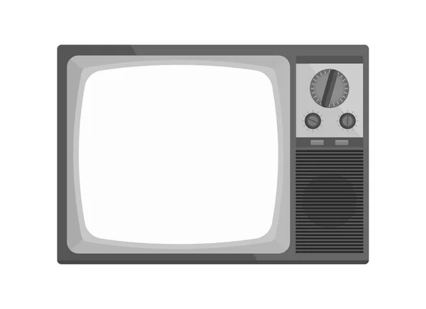 Schwarzer Alter Fernseher Flacher Ausführung — Stockvektor