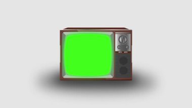 Retro Televizyon Canlandırması Yakınlaştırma ile Yeşil Ekrana Açılıyor