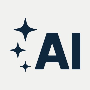 Beyaz arka planda parıltılı simgesi olan yapay zeka harfi logosu. Yapay Zeka Vektörü, Yapay Zeka ikonu. Basit AI metin logosu, teknoloji ve dijital konsept çizimi.