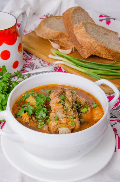 Traditionelle Russische Und Ukrainische Rübensuppe Mit Schweinerippchen — Stockfoto