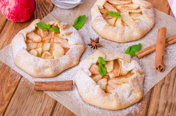 Pastel Abierto Galette Con Manzanas Con Canela — Foto de Stock