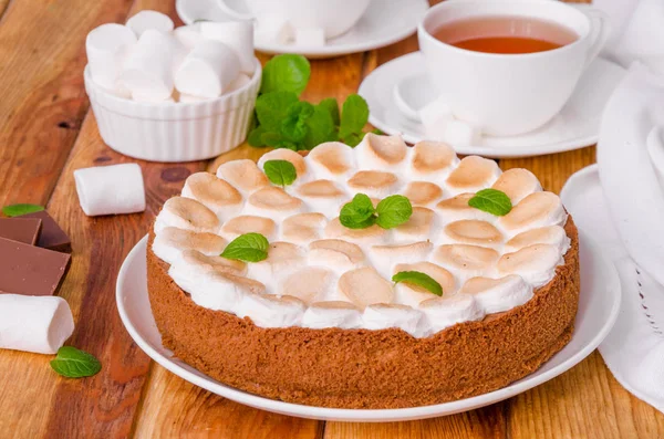 Tart Chocolate Cream Marshmallow — Stock Photo, Image