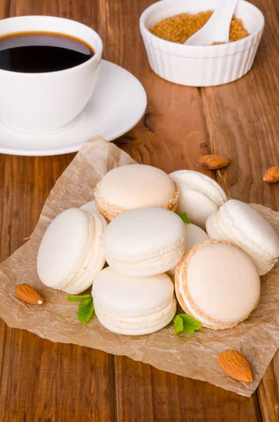 French Traditional Dessert Macarons Vanilla White Chocolate Cream — Stock Photo, Image