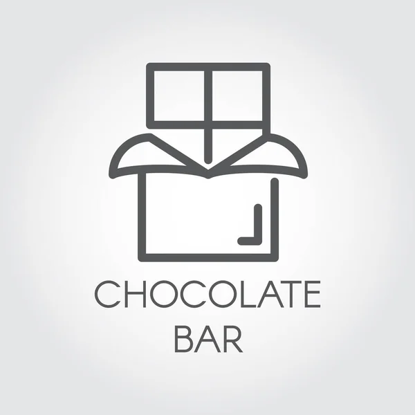 Choklad bar ikonen. Dessert mat line logotyp. Söta mellanmål grafisk symbol. Kakao produkt i kontur design. Vektorillustration för livsmedelsbutiker, meny, pris, tematiska webbplatser och mobilappar — Stock vektor