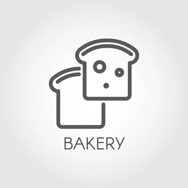 Значок линии хлебобулочной. Продовольственная выпечка графический символ. Контурный логотип куска хлеба или торта. Векторная иллюстрация для продуктовых магазинов, меню, прайс-лист и других тематических сайтов и мобильных приложений — стоковый вектор