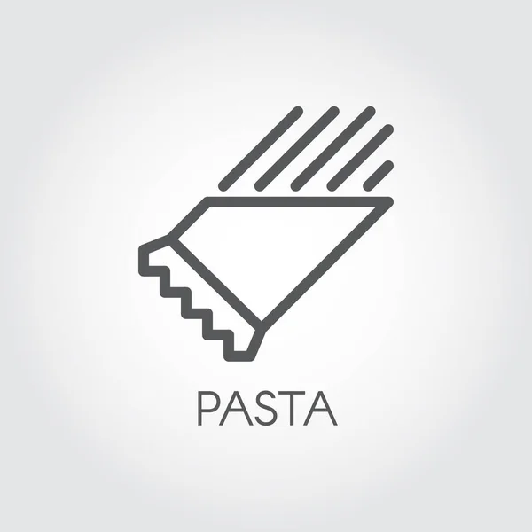 Pâtes dans l'icône de la ligne de paquet. Symbole graphique de farine farinée. Plat italien traditionnel. Pictogramme contour spaghetti ou macaroni. Logo de contour alimentaire. Illustration vectorielle pour thème de cuisson — Image vectorielle