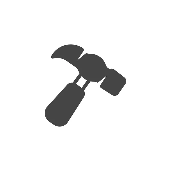Hammer Glyphen-Symbol. Mechanische Werkzeuge für Konstruktion und Reparatur Logo. Industrieanlagen schwarzes flaches Etikett. Einstellungen und grafisches Interface-Element. Vektorabbildung isoliert — Stockvektor