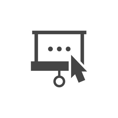 Bilgisayar fare imlecini projektörü ekran düz ikonuna tıklayarak. Etiket giriş webinar Oda veya sanal konferans