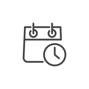 Takvim Saat satırı simgesi ile. Programı, gündem, Organizer, doğruluk, geri sayım, zamanlayıcı, zaman çizelgesi, zaman yönetimi kavramı. Web ve anahat tarzı App için izole vektör çizim