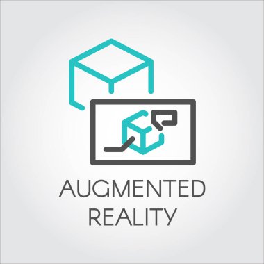 Siyah çizgi simgesi aygıtı sanal artırılmış gerçeklik dijital AR teknolojisi.