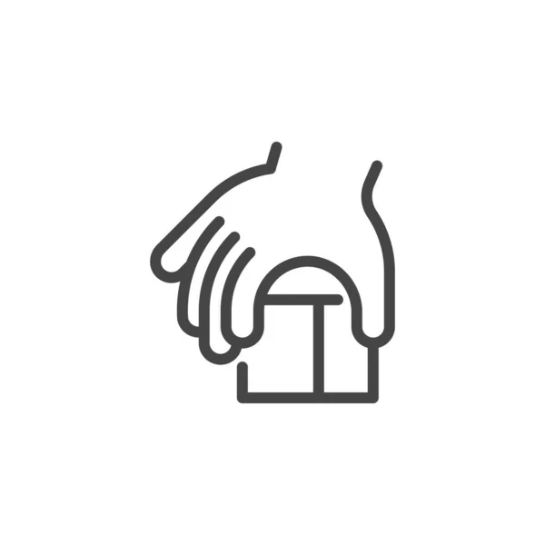 Thin Outline Icon Kinder Hand und Block, wie Linie Zeichen wie Feinmotorik, Lernspiele. Vektor Computer Individuell isolierte Piktogramme EPS, für Web auf weißem Hintergrund editierbarer Strich — Stockvektor