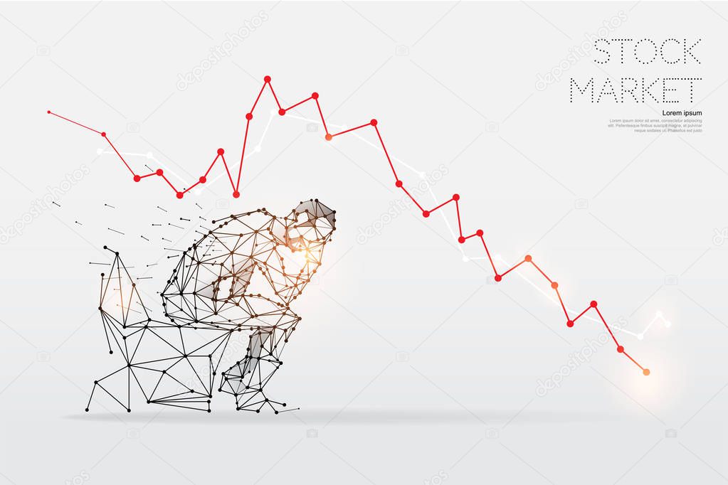 The particles, geometric art, line and dot of stock signal. abstract vector illustration. graphic design concept of stock market trend. - line stroke weight editable